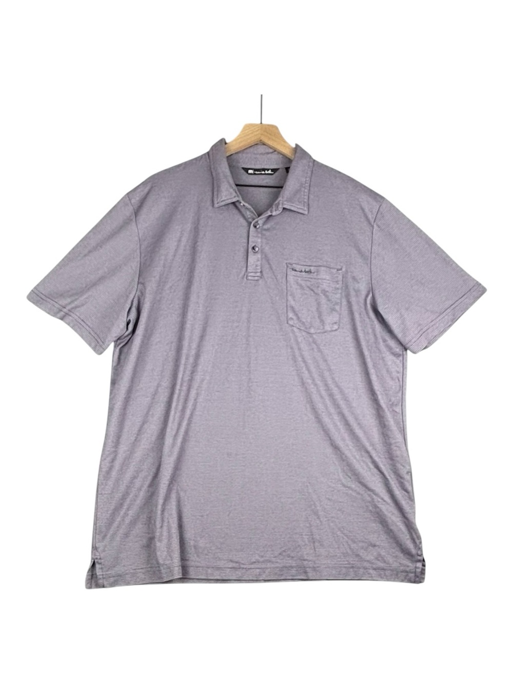 Travis‎ Mathew Men XXL Purple Spooner Lake Micro Stripe Golf Polo